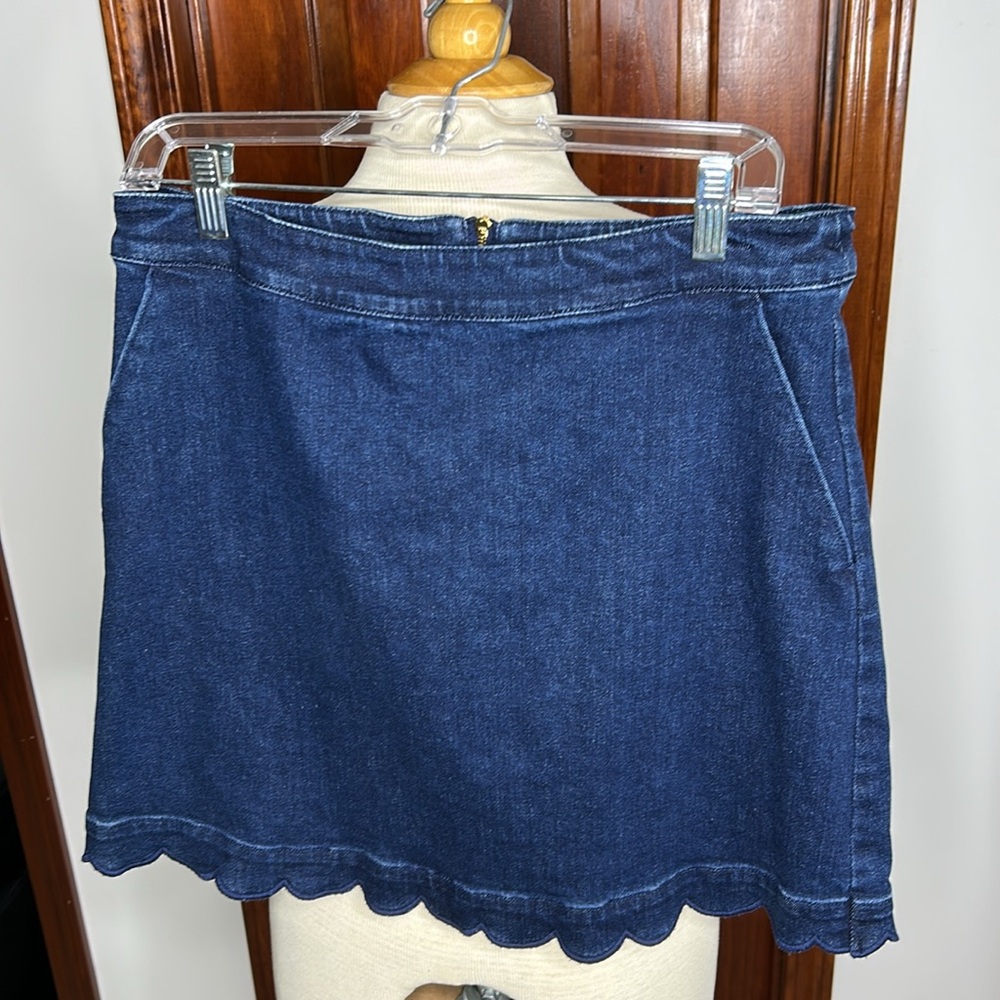 Draper James ladies size 10 scalloped edge denim skirt